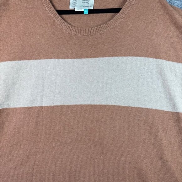 Saturday Sunday by Anthropologie Tan Cream Striped Relaxed Fit Sweater Size 2X - Picture 8 of 12